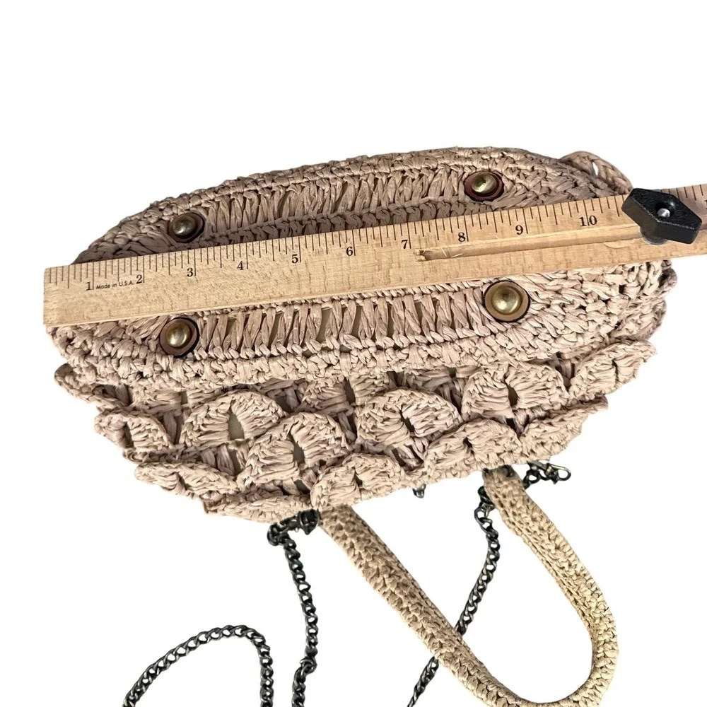 Patricia Nash Straw Frame Bag Women Tan‎ Crochet Tiered Kiss Lock Crossbody